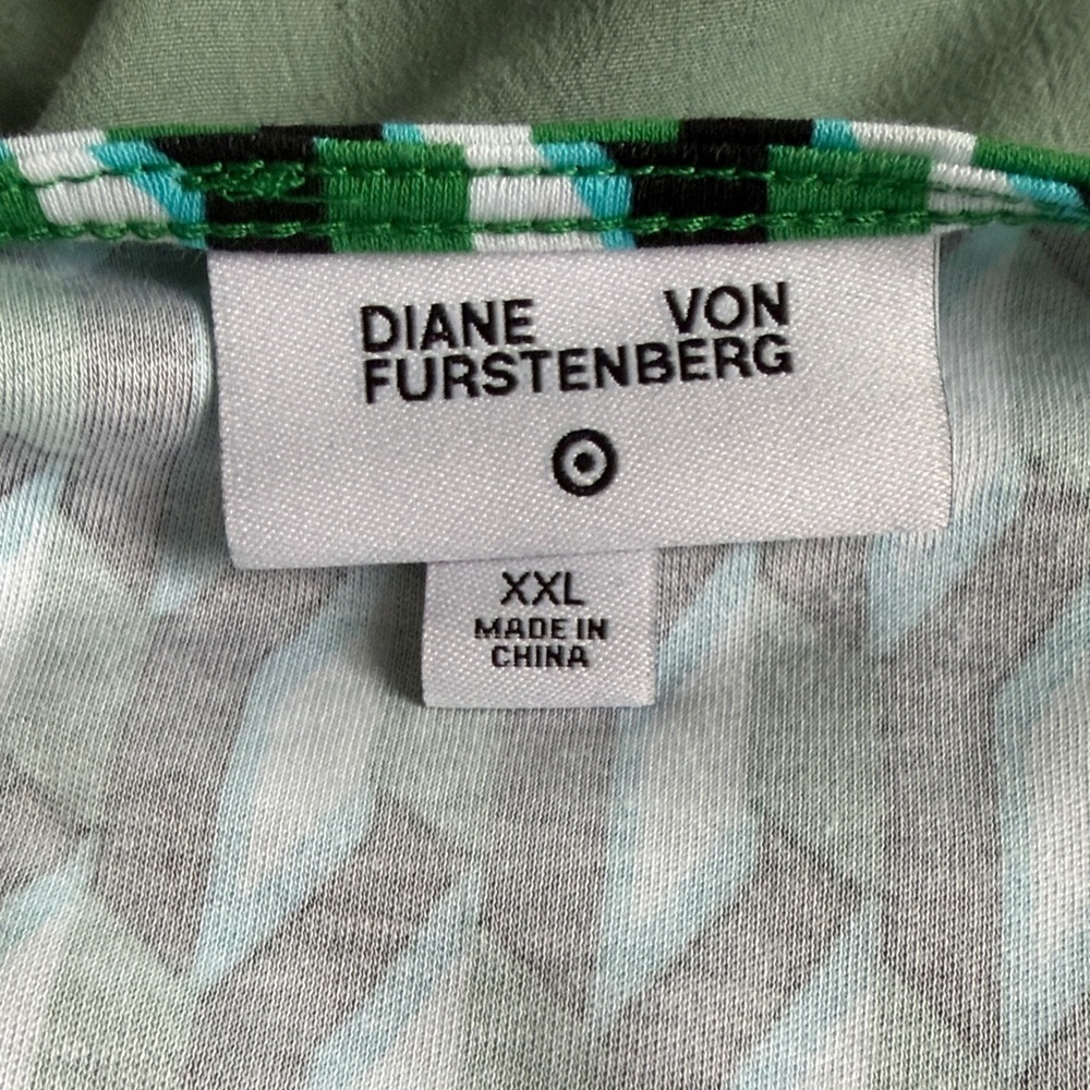 Diane Von Furstenberg Green and Blue Long Sleeve Dress